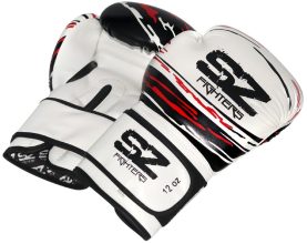 SZ Fighters - Боксови ръкавици естествена кожа - Madness - White/Black/Red