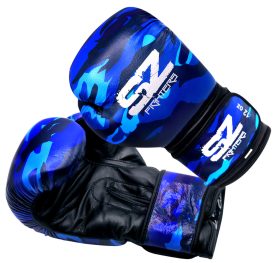 SZ Fighters - Боксови ръкавици естествена кожа - Camo - Blue