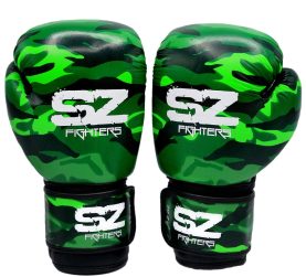 SZ Fighters - Боксови ръкавици естествена кожа - Camo - Green