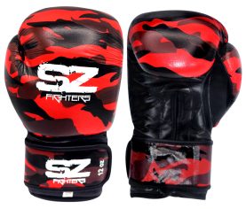 SZ Fighters - Боксови ръкавици естествена кожа - Camo - Red
