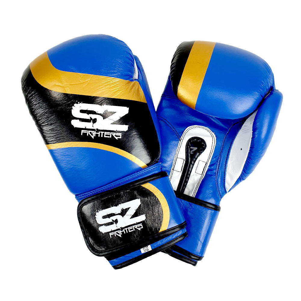 SZ Fighters - Боксови ръкавици естествена кожа - Warrior Blue